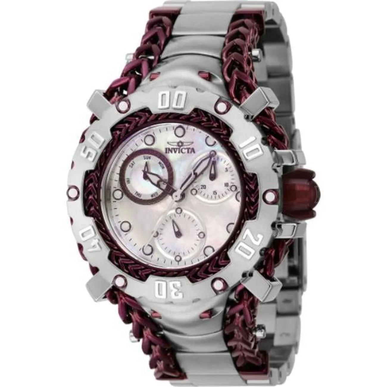 Womens Gladiator Quartz Chronograph Dial Watch, Burgundy, Silver & White