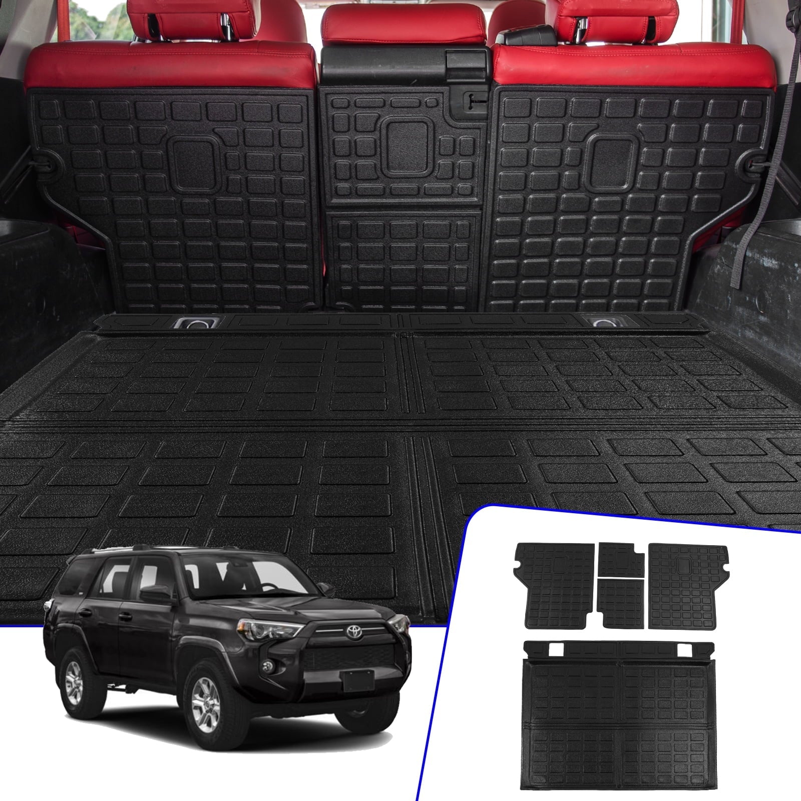 Fit 2010-2023 Toyota 4Runner Trunk Mat Cargo Mat Cargo Liner Back Seat Wrap Protector 2022 Toyota 4 Runner Accessories (Trunk Mat + Backrest Mats,Fit Without Sliding Tray)