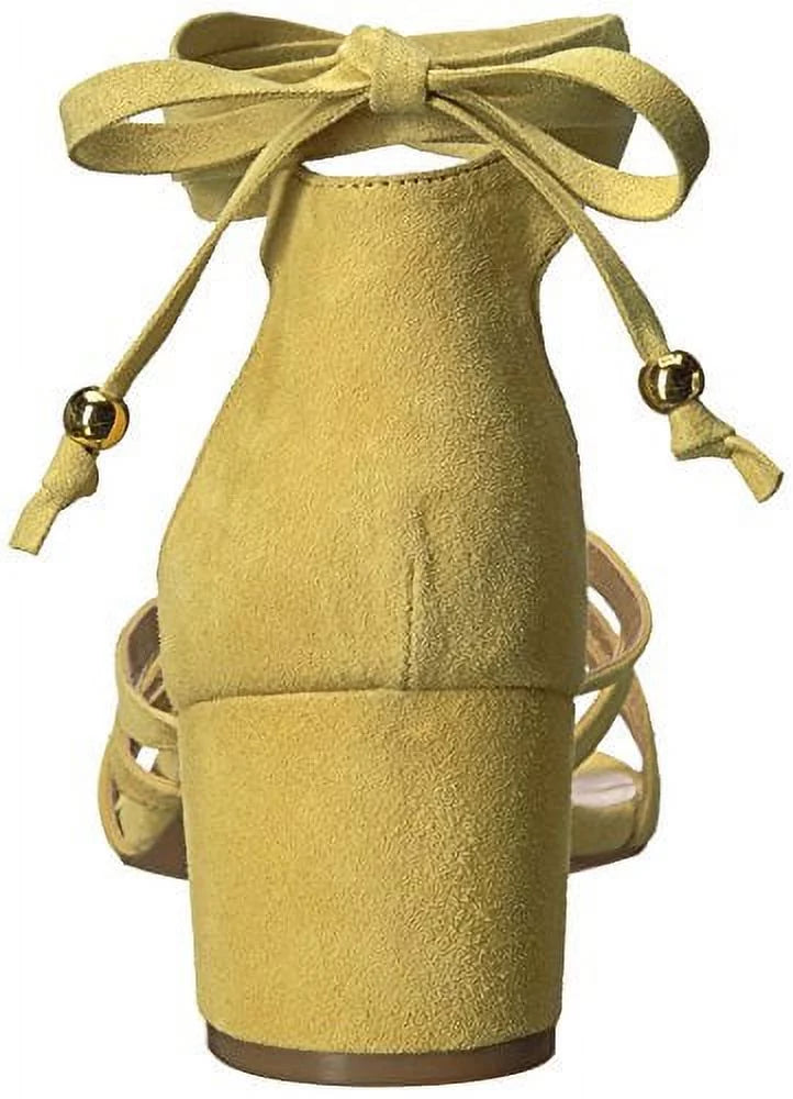 ADRIENNE VITTADINI Footwear Women's Alesia Heeled Sandal, Yellow, 7.5 M US