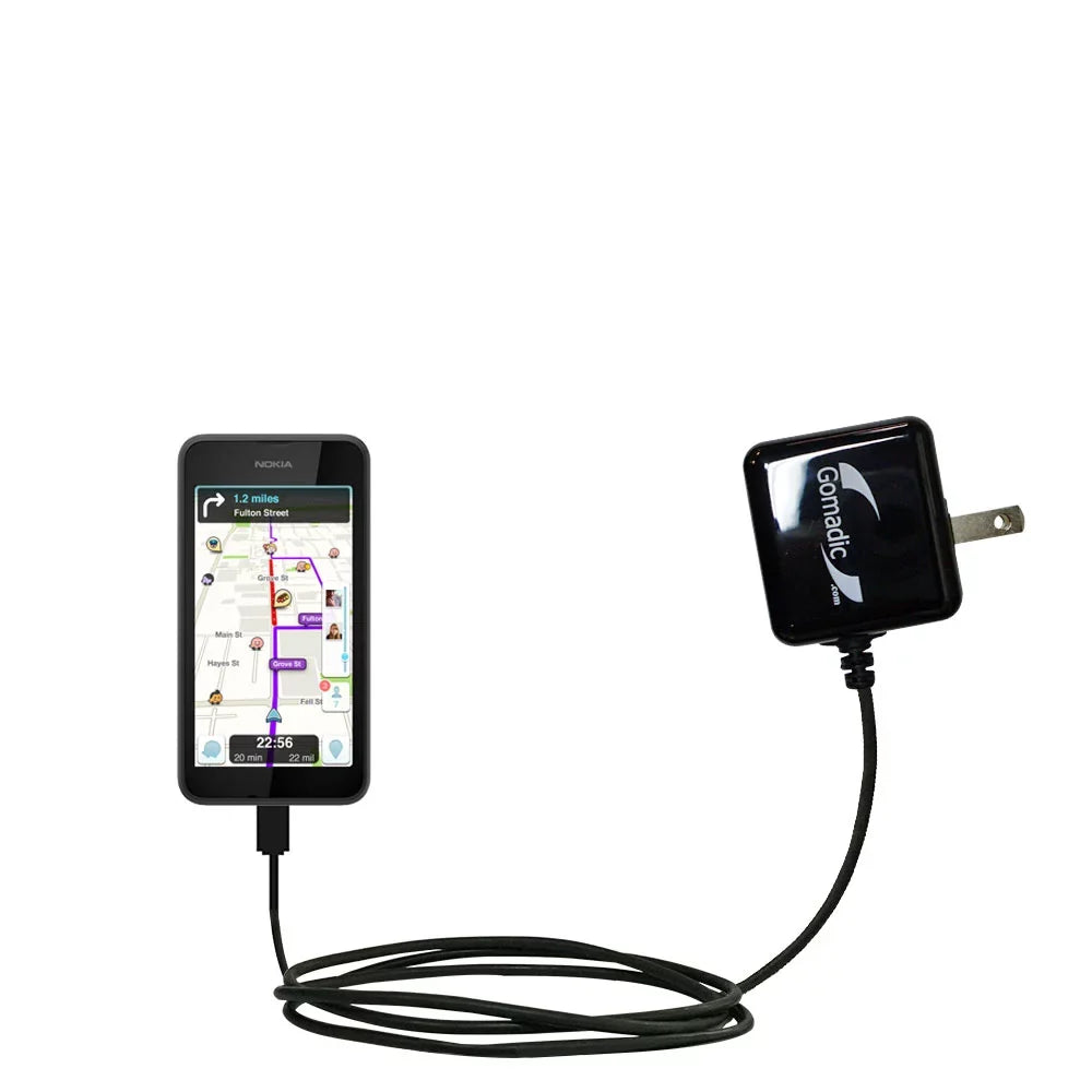 Gomadic Intelligent Compact AC Home Wall Charger suitable for the Nokia Lumia 530 - High output power with a convenient, foldable plug design - Uses T