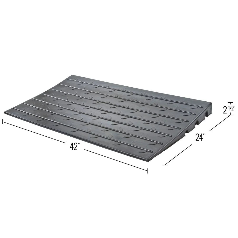 Silver Spring 2.5in High Rubber 3-Channel Threshold Ramp for Wheelchairs, Mobility Scooters, and Power Chairs, with Impervious Surface - DH-UP-8
