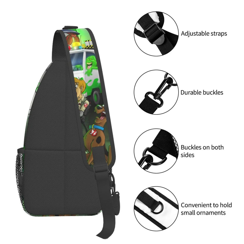Scooby Ghostbusters Sling Bag Crossbody Backpack Chest Bags Diagonally Travel Daypack For Women Men Adults Teen