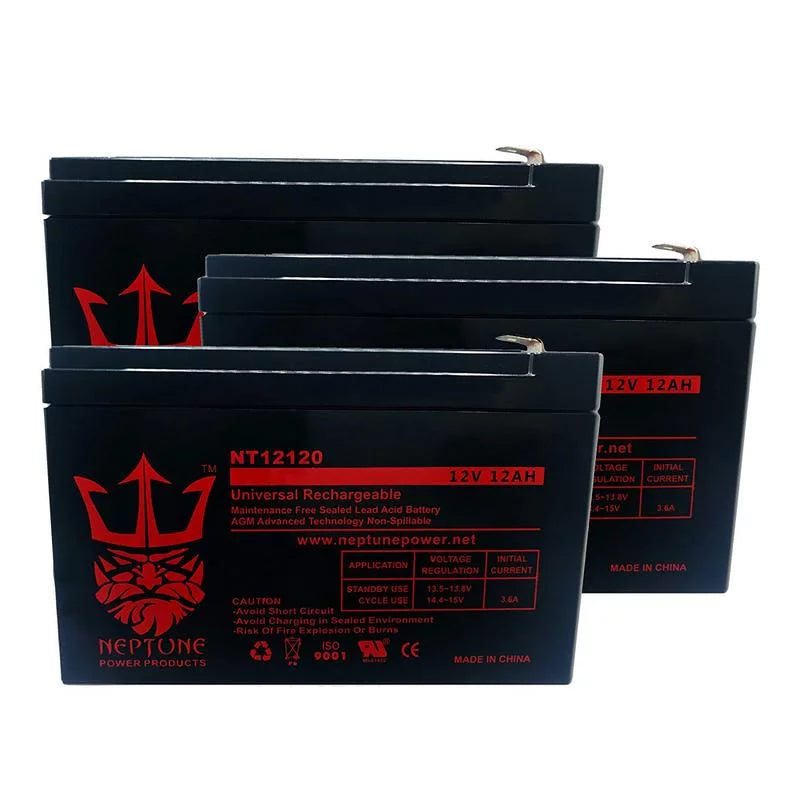 EVO 500 12V 12Ah Replacement Electric Scooter Battery by Neptune - 3 pack