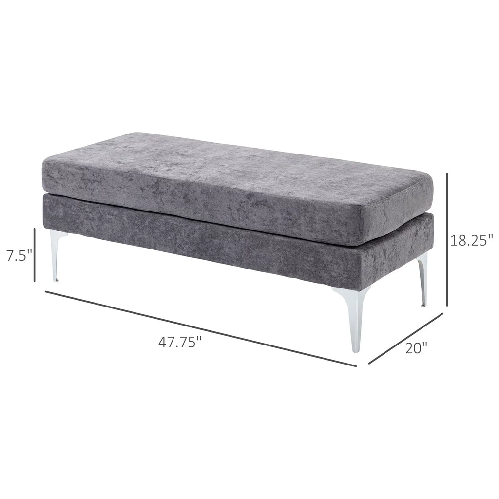 HOMCOM 48" End of Bed Bench with Steel Legs, Dark Gray