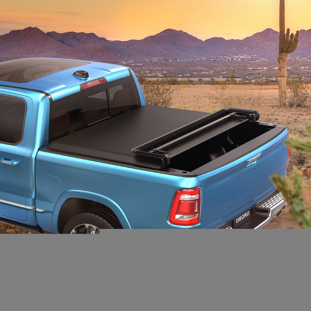 Ledkingdomus 5.6ft Soft Quad Fold Tonneau Protection Four Fold Truck Bed Shield for 2009-2023 Dodge Ram 1500