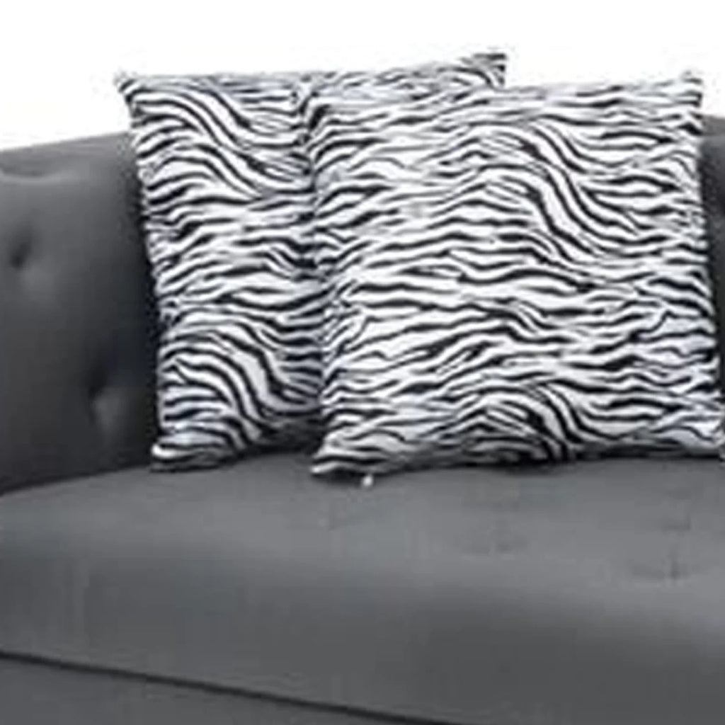 Benjara Ella 120 Inch 4 Seater Sofa, Deep Button Tufted, Gray Vegan Faux Leather
