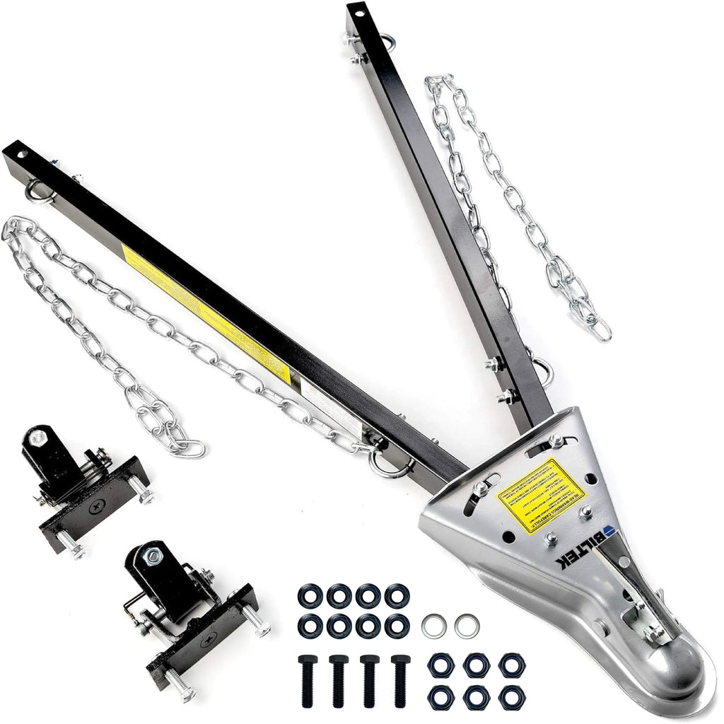 Biltek Adjustable Universal Tow Bar with 2x Safety Chains for 2" Trailer Ball Hitch, 5000 lbs. Towing Capacity
