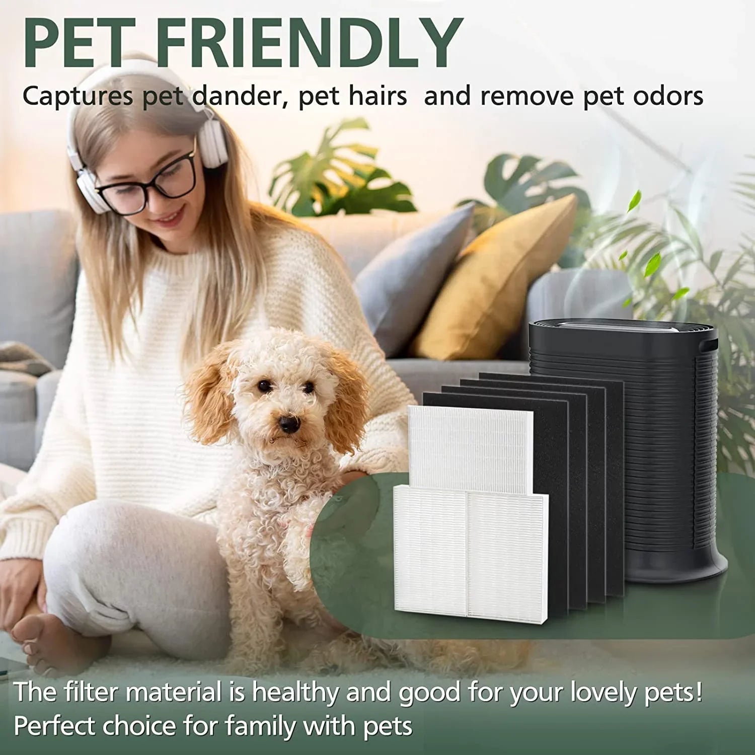 Air Purifier HEPA 13 Filter R, HRF-R3 Suitable with Honeywell Air Purifier HPA300 3 Pack with 4 Pack Precut Activated Carbon Pre-Filters Replacement HRF-AP1,Home Air Purifier Parts & Accessories