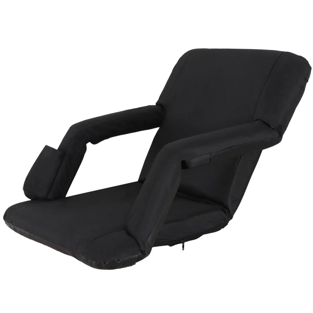 ZENY Stadium Seat Chair Reclining Bleachers W/Padded Cushion - 6 Reclining Positions, Black