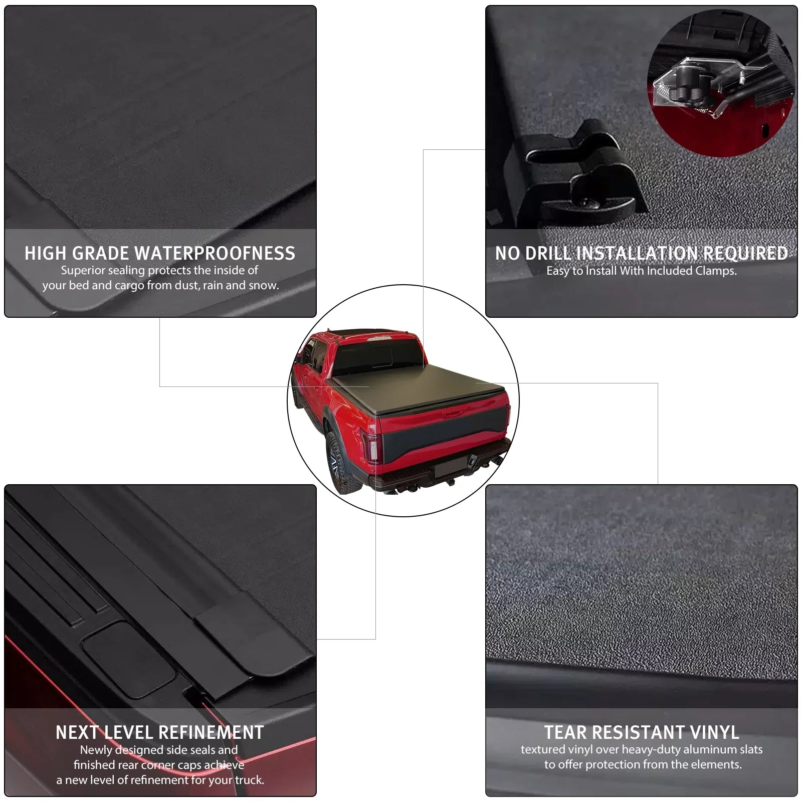 XTWEEX Soft Roll Up Truck Bed Tonneau Shield Fits 2002-2023 Dodge Ram 1500 | 2003-2023 Ram 2500 3500 | 2019+ Ram 1500 Classic Body(Not for New Body) 6.4 FT Bed W/O Rambox