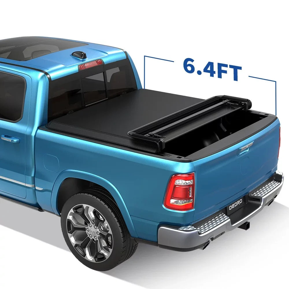 Ledkingdomus 6.4 ft Soft Fold Tonneau Shield Truck Bed Coating for 02-23 Dodge Ram 1500/Ram 2500 3500