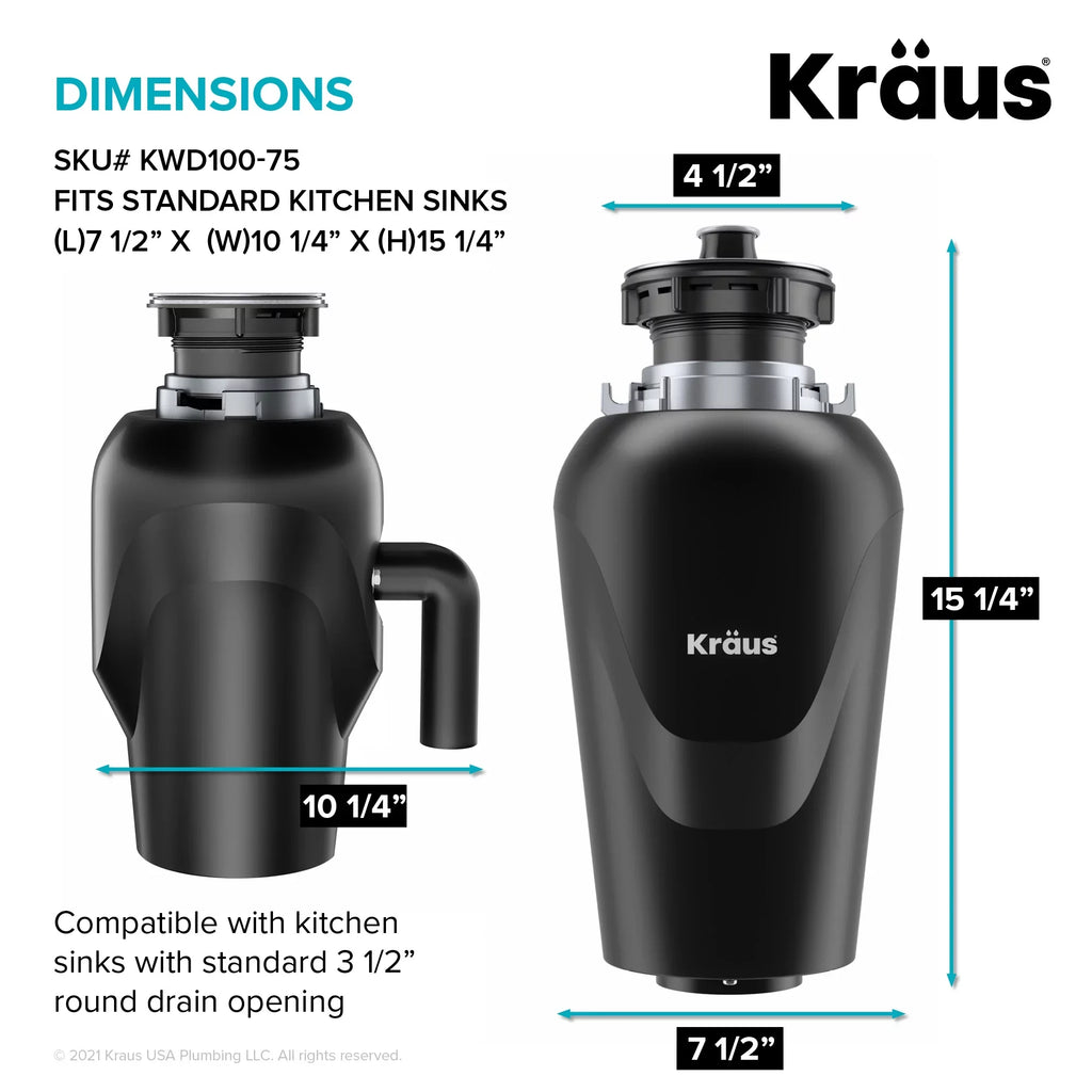 Kraus Standard PRO 23-inch 16 Gauge Undermount Single Bowl Stainless Steel Kitchen Sink with Waste Guard Continuous Feed Garbage Disposal