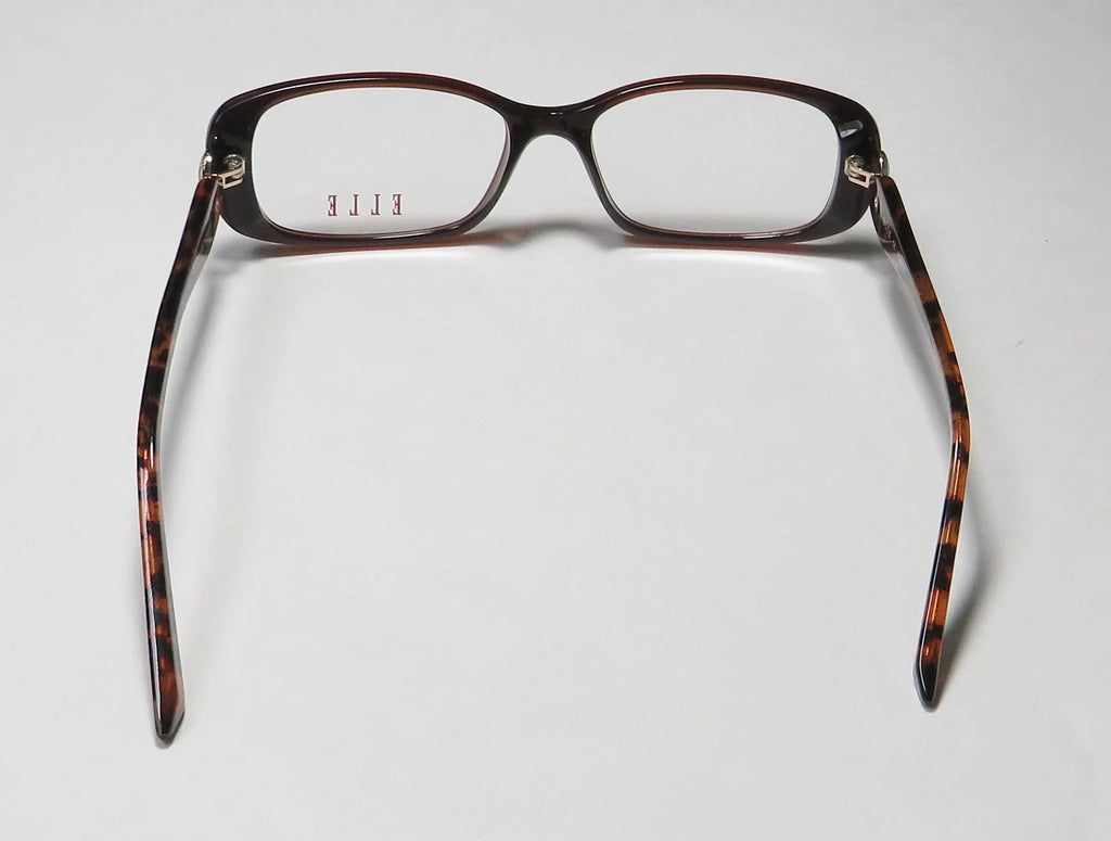 NEW ELLE 13428 WOMENS/LADIES RECTANGULAR FULL-RIM BROWN PREMIUM ACETATE PLASTIC Long-lasting DESIGNER FRAME DEMO LENSES 52-16-135 EYEGLASSES/EYE GLASSES