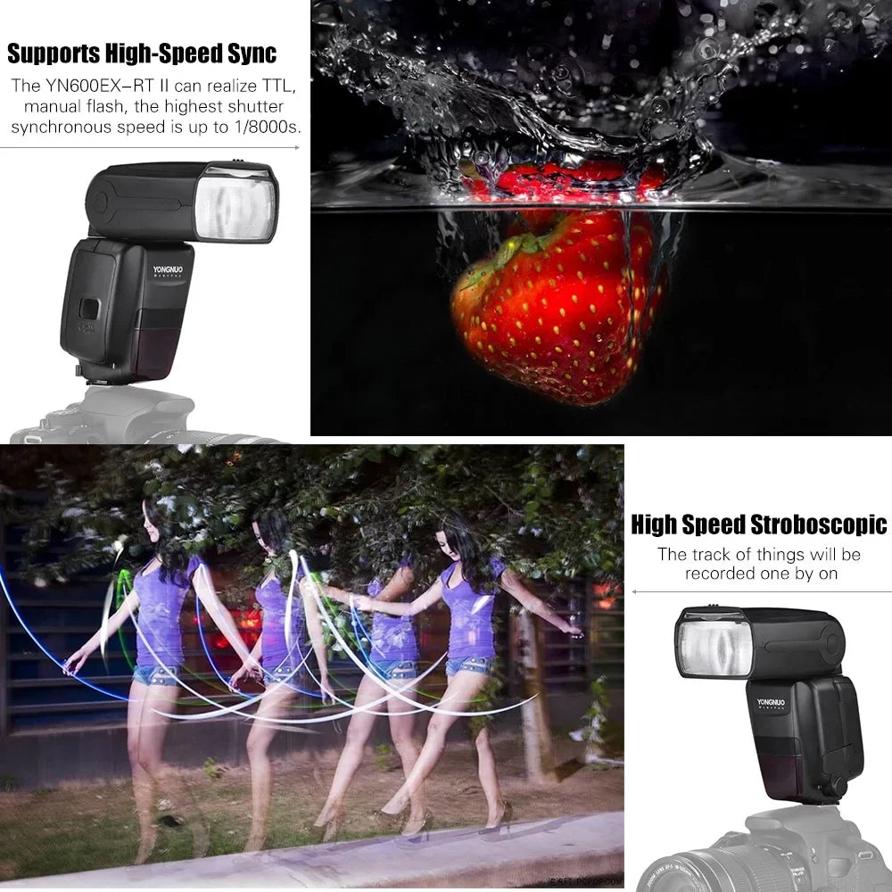 YONGNUO YONGNUO YN600EX RT II Professional Creative TTL Master Flash Speedlite 2.4G Wireless 1/8000s HSS GN60 Support Auto/ Manual Zooming for Canon Camera as 600EX RT YN6000 EX RT II