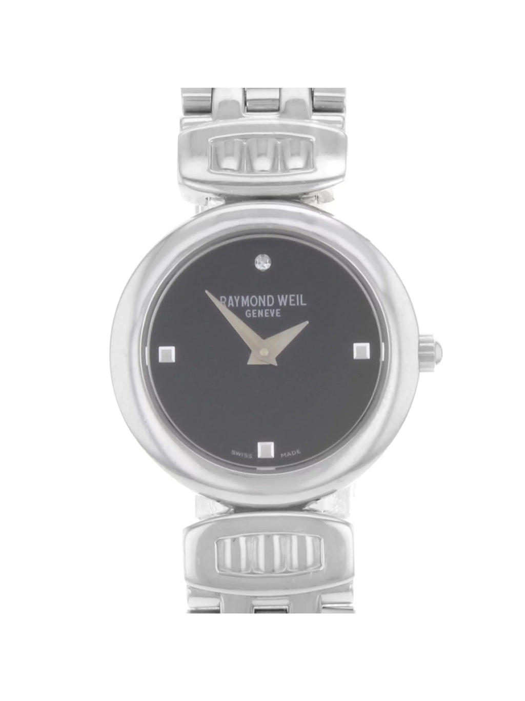 Pre-Owned Raymond Weil Chorus Steel Black Dial Quartz Ladies Watch 5890-ST-20082 (Good)