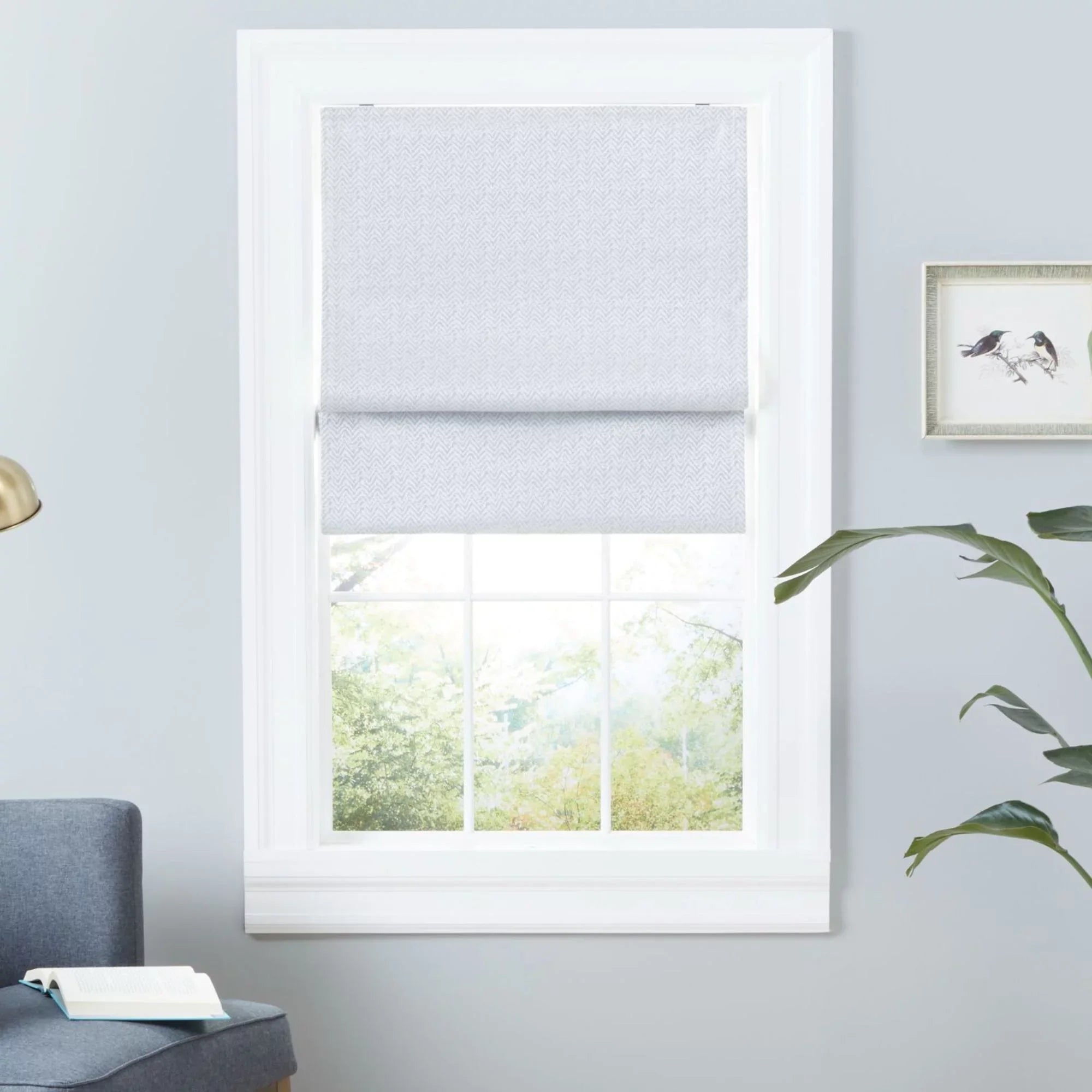 Exclusive Home Esme Total Blackout Roman Shade, 31"x64", Silver