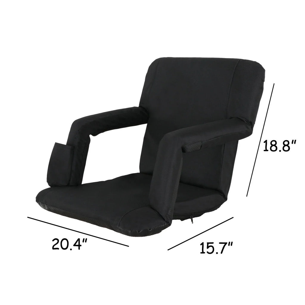 ZENY Stadium Seat Chair Reclining Bleachers W/Padded Cushion - 6 Reclining Positions, Black