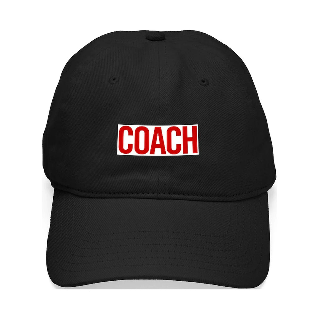 CafePress - Coach (Red) Black Cap - Printed Adjustable Cotton Canvas Black Baseball Hat