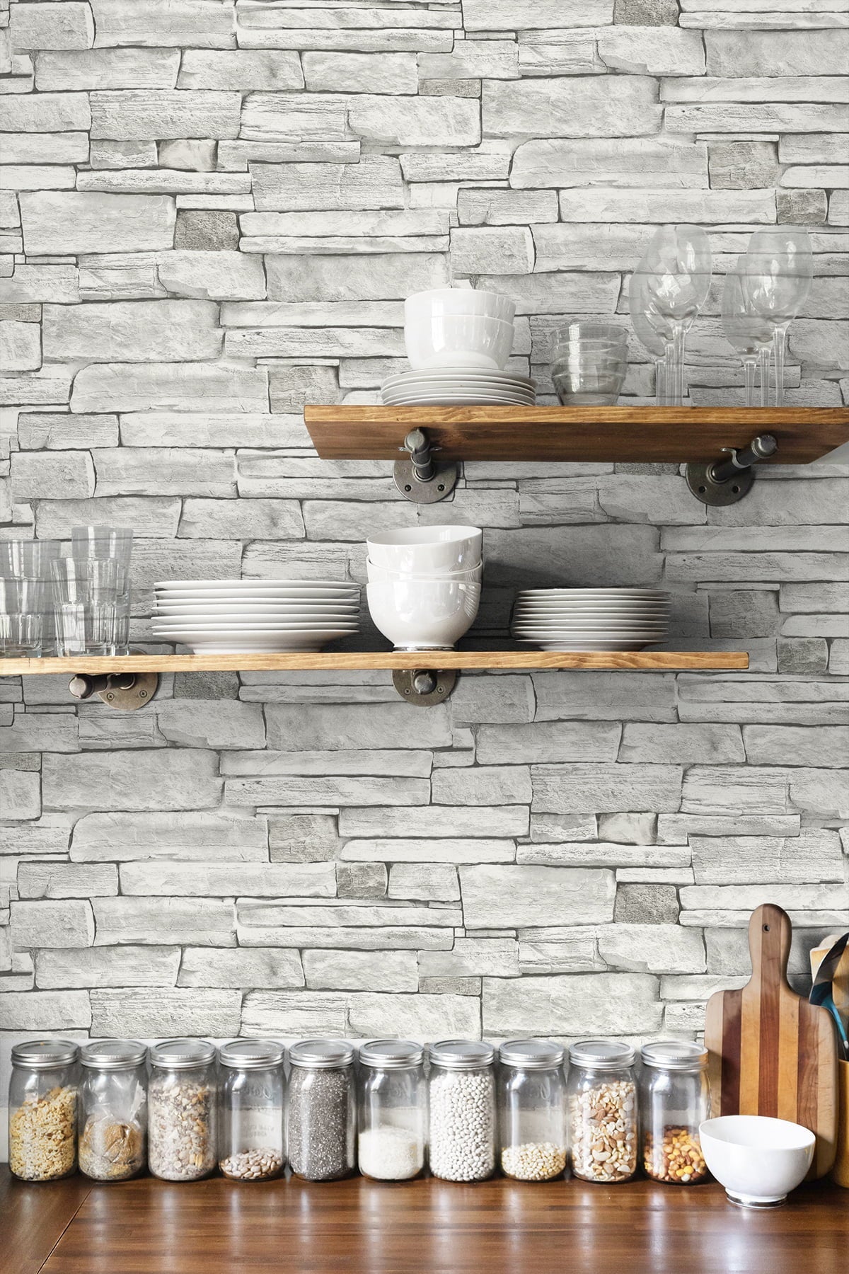 NextWall Stacked Stone Peel and Stick Wallpaper - 20.5 in. W x 18 ft. L