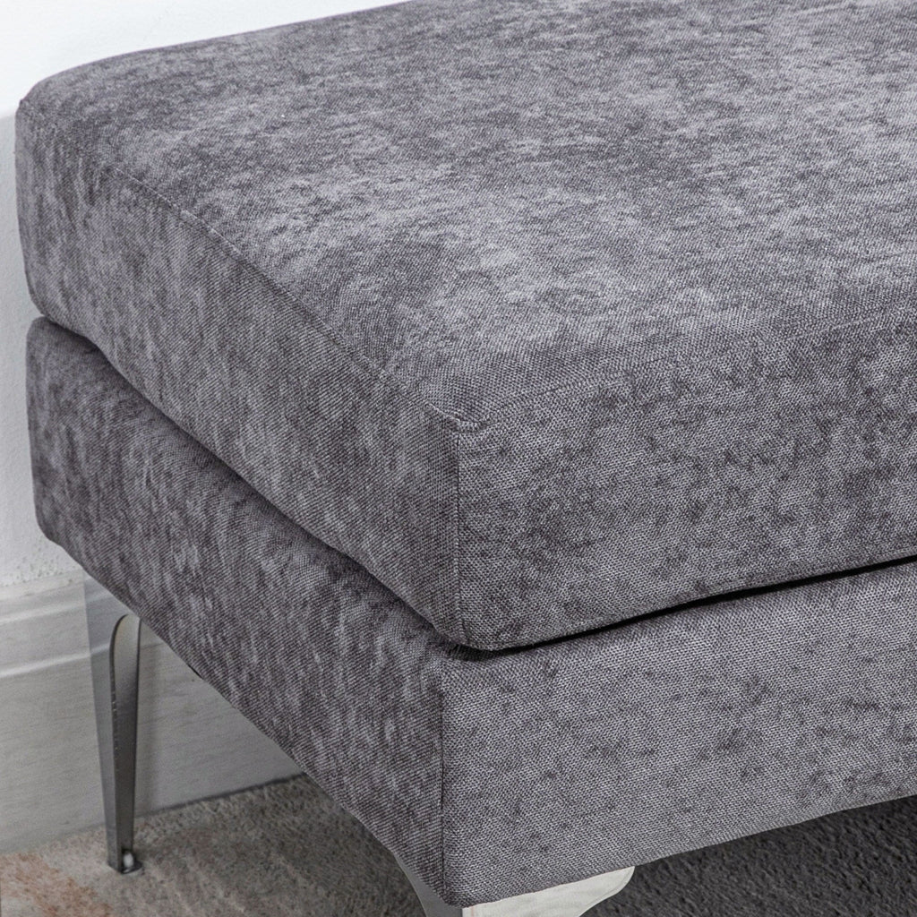 HOMCOM 48" End of Bed Bench with Steel Legs, Dark Gray