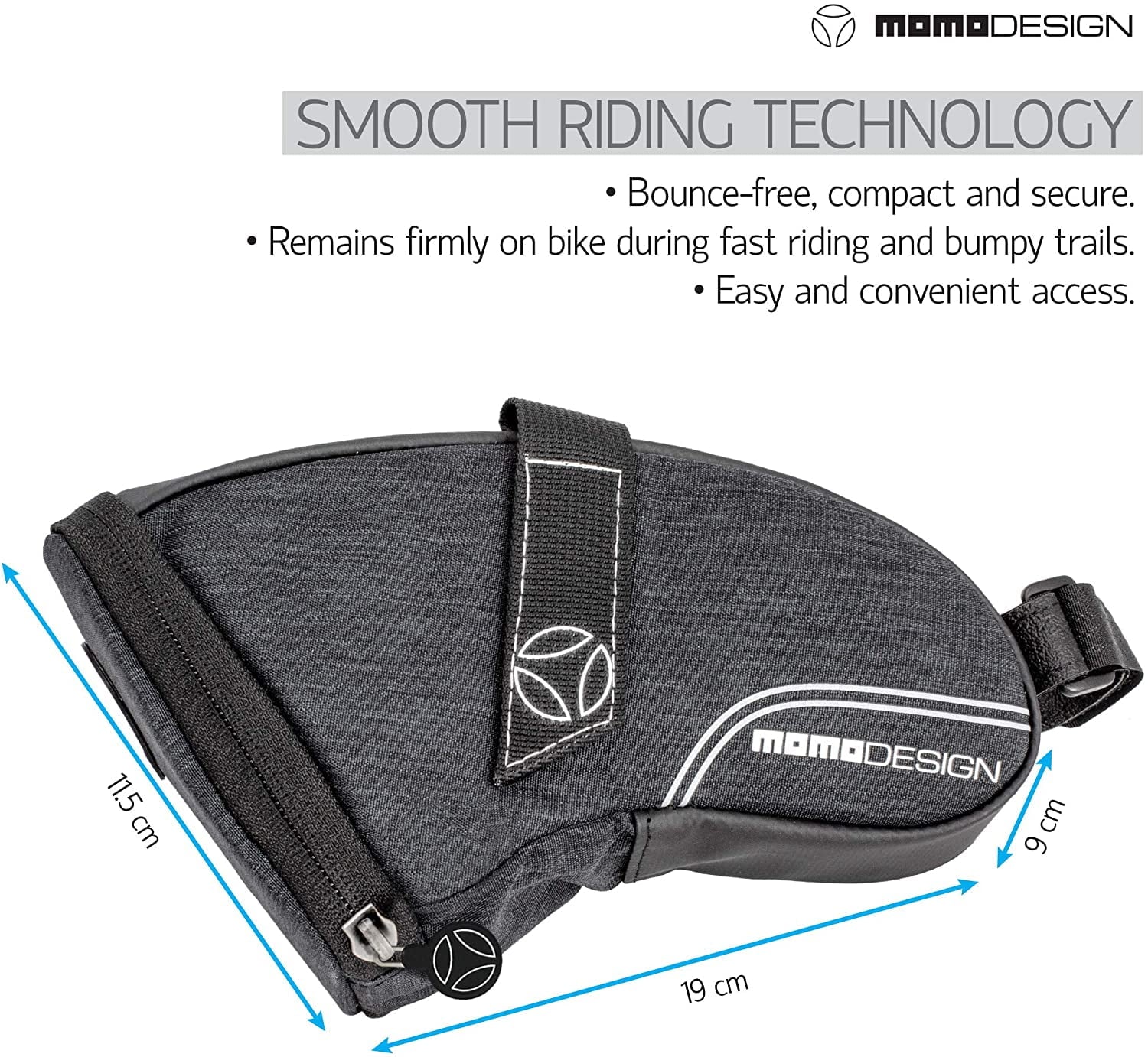 MOMODESIGN Bike Saddle Bag Climate Safe Perfect for Storage Led Tail Light & Reflective Design Capacity of 1.2 L