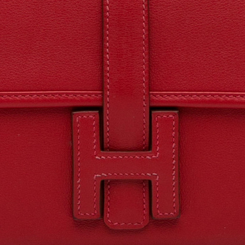 Pre-Owned Authenticated Hermès Swift Jige Duo Wallet Calf Leather Red Long Wallets Unisex (Good)