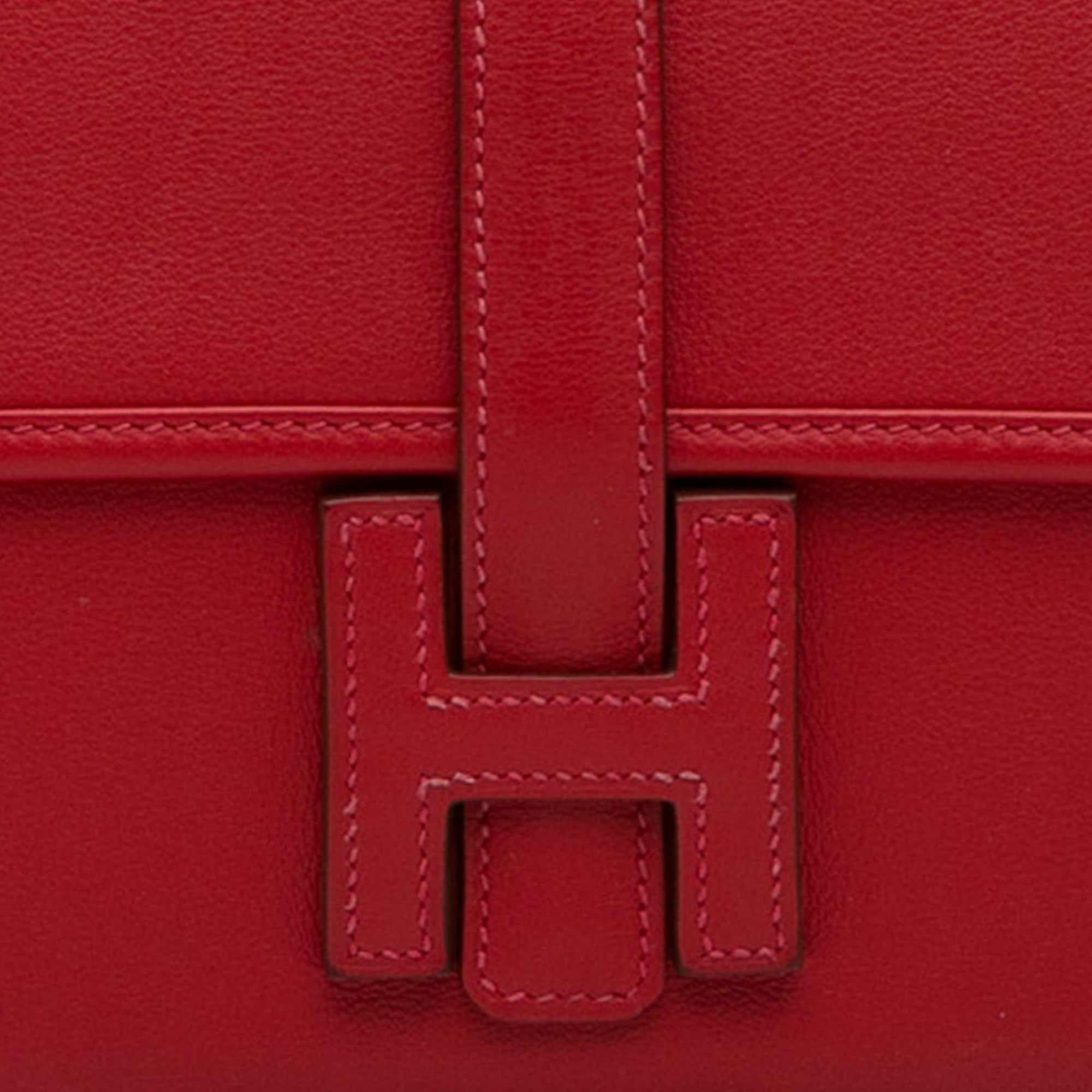 Pre-Owned Authenticated Hermès Swift Jige Duo Wallet Calf Leather Red Long Wallets Unisex (Good)