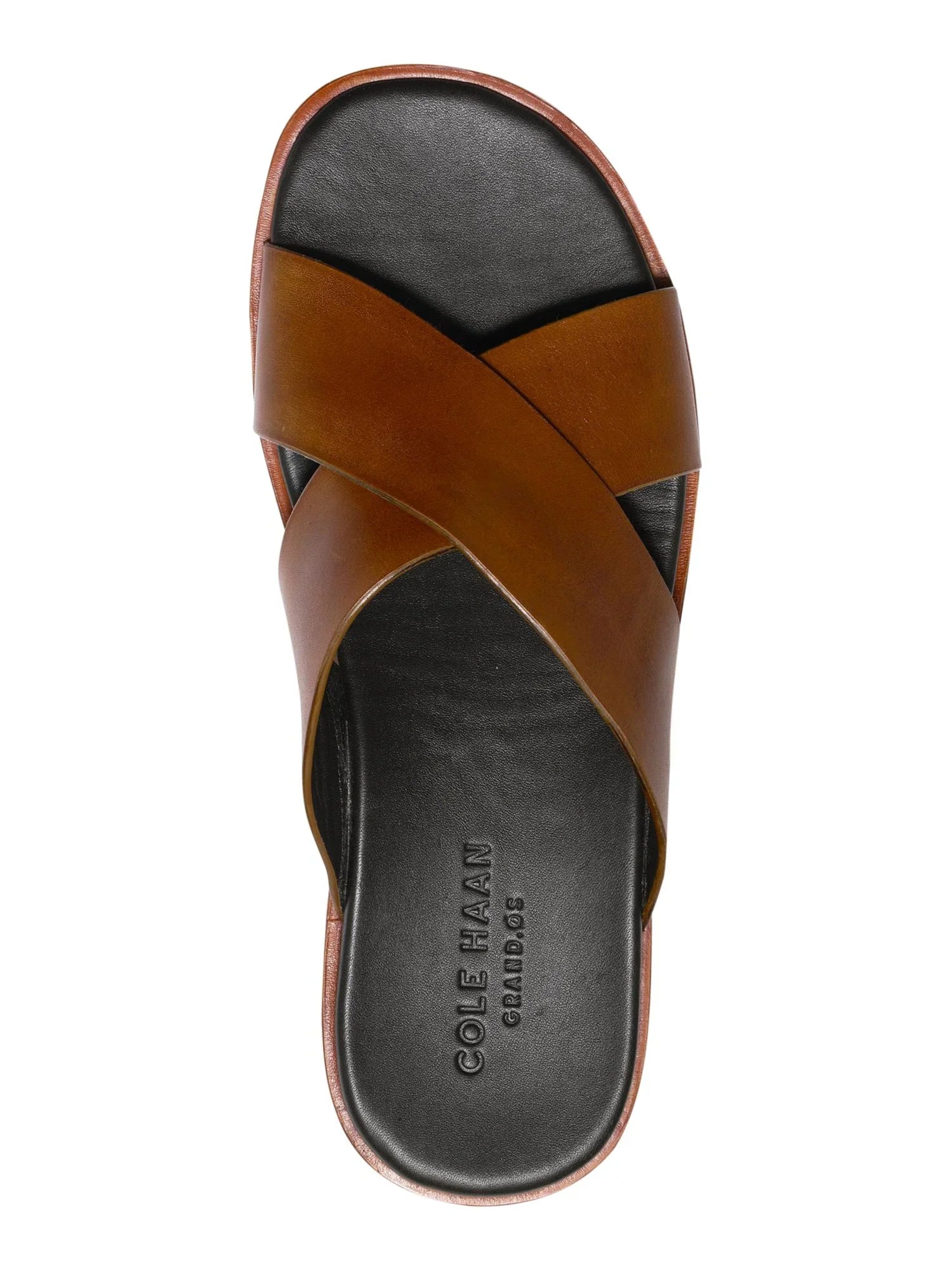 COLE HAAN GRANDSERIES Mens Brown Crisscross Bands Padded Goldwyn 2.0 Open Toe Slip On Slide Sandals Shoes 11 M