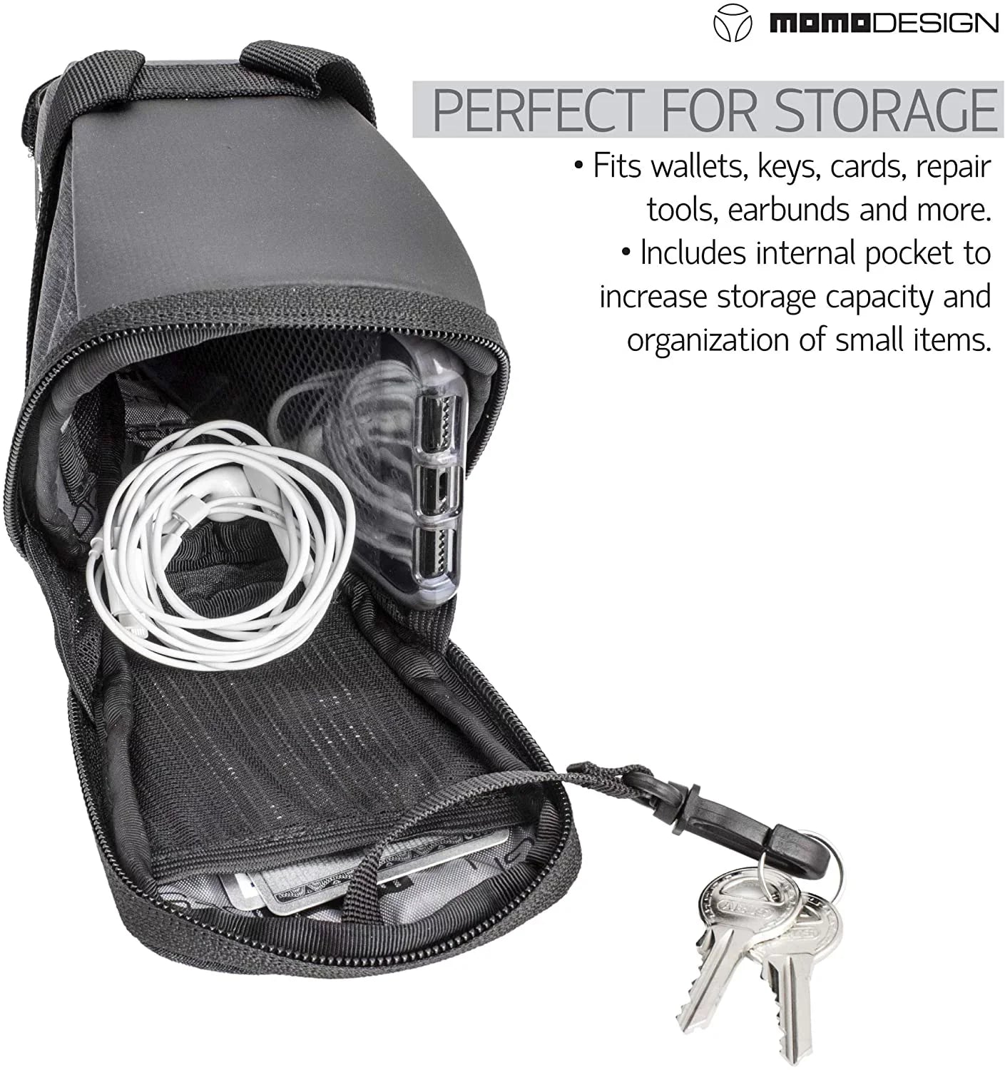 MOMODESIGN Bike Saddle Bag Climate Safe Perfect for Storage Led Tail Light & Reflective Design Capacity of 1.2 L