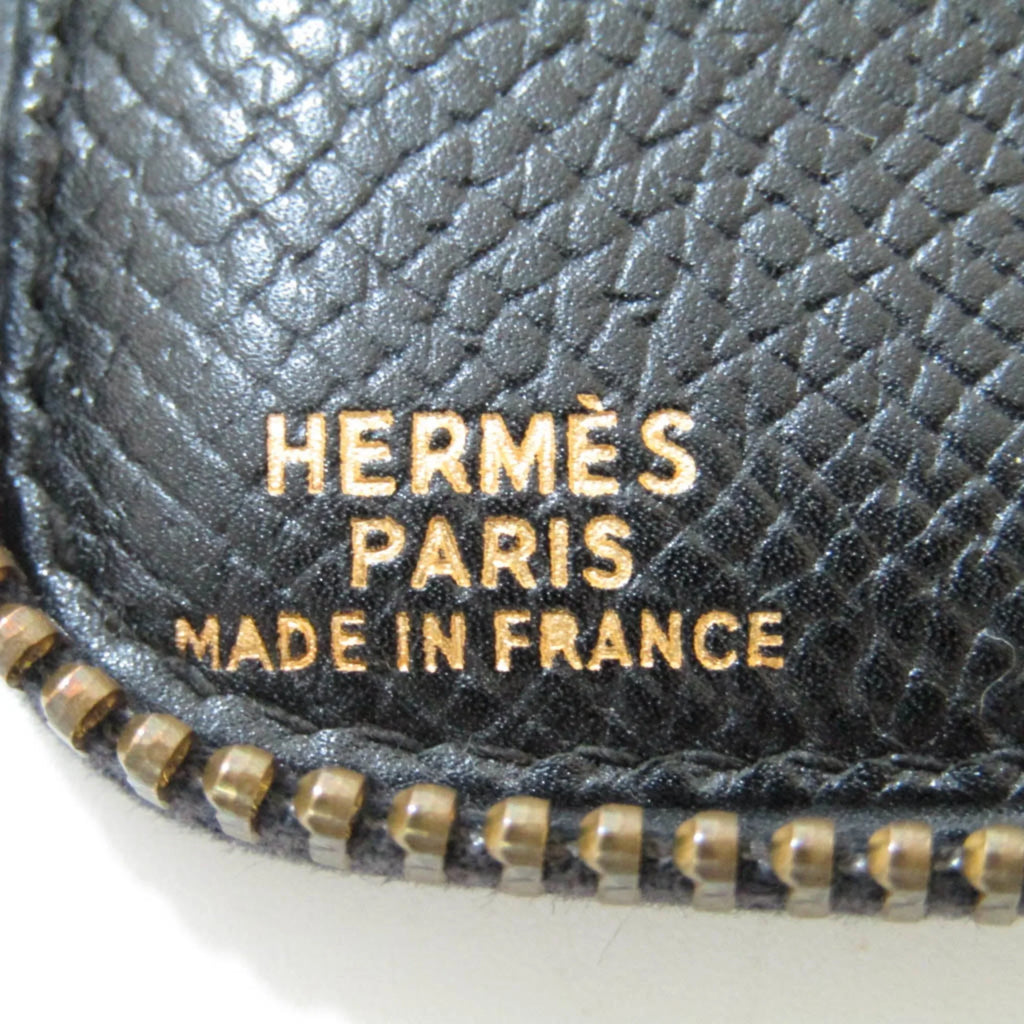 Pre-Owned Hermes Travel Case Men,Women Epsom Leather Long Wallet (bi-fold) Black (Good)