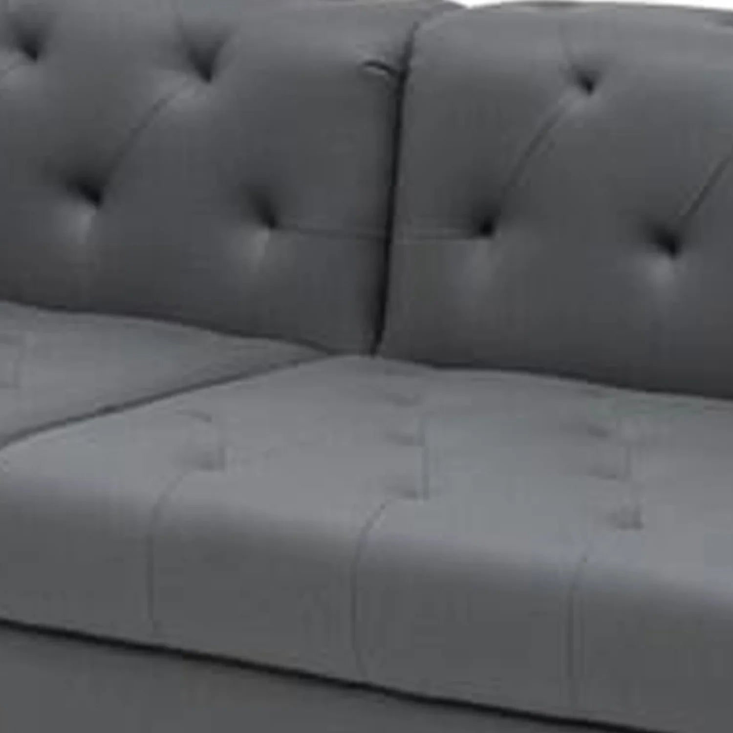 Benjara Ella 120 Inch 4 Seater Sofa, Deep Button Tufted, Gray Vegan Faux Leather
