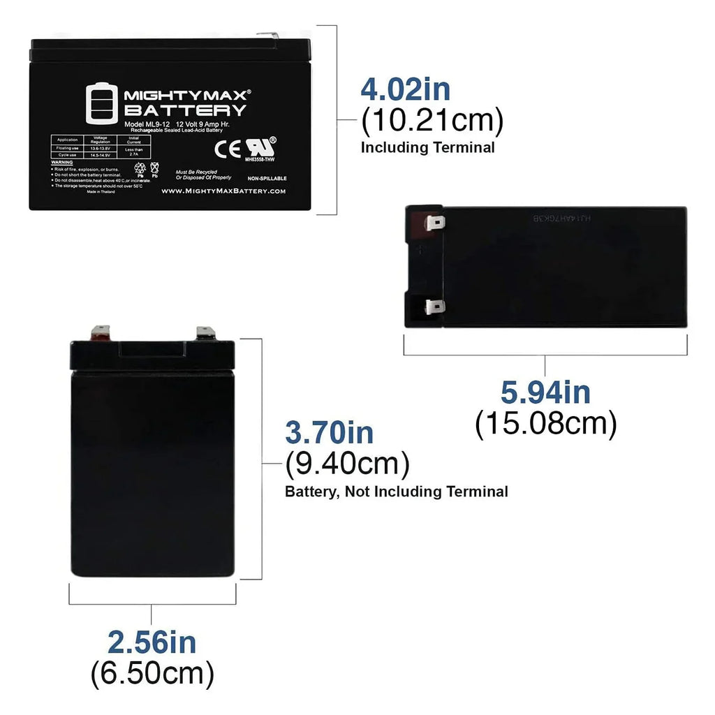 12V 9Ah SLA Battery Replacement for Sea Doo Sea Scooter ZS06 - 4 Pack