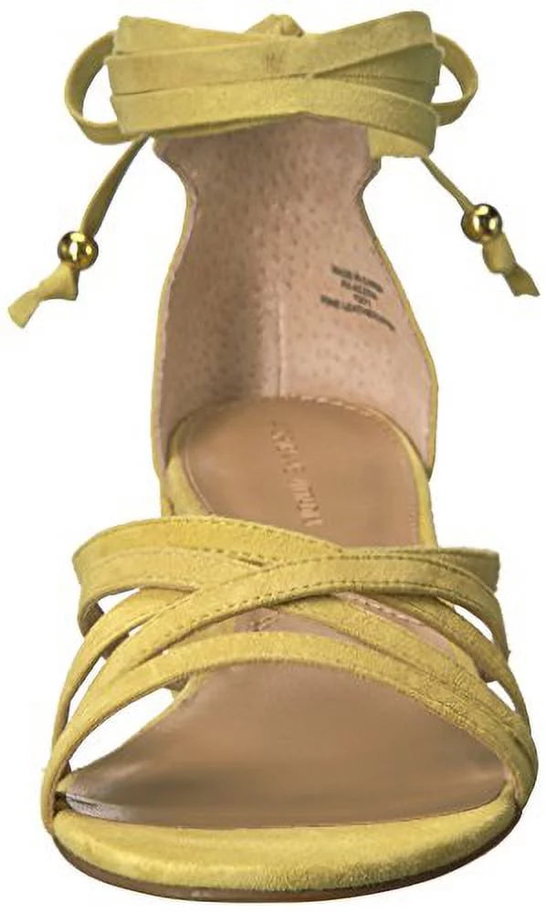 ADRIENNE VITTADINI Footwear Women's Alesia Heeled Sandal, Yellow, 7.5 M US