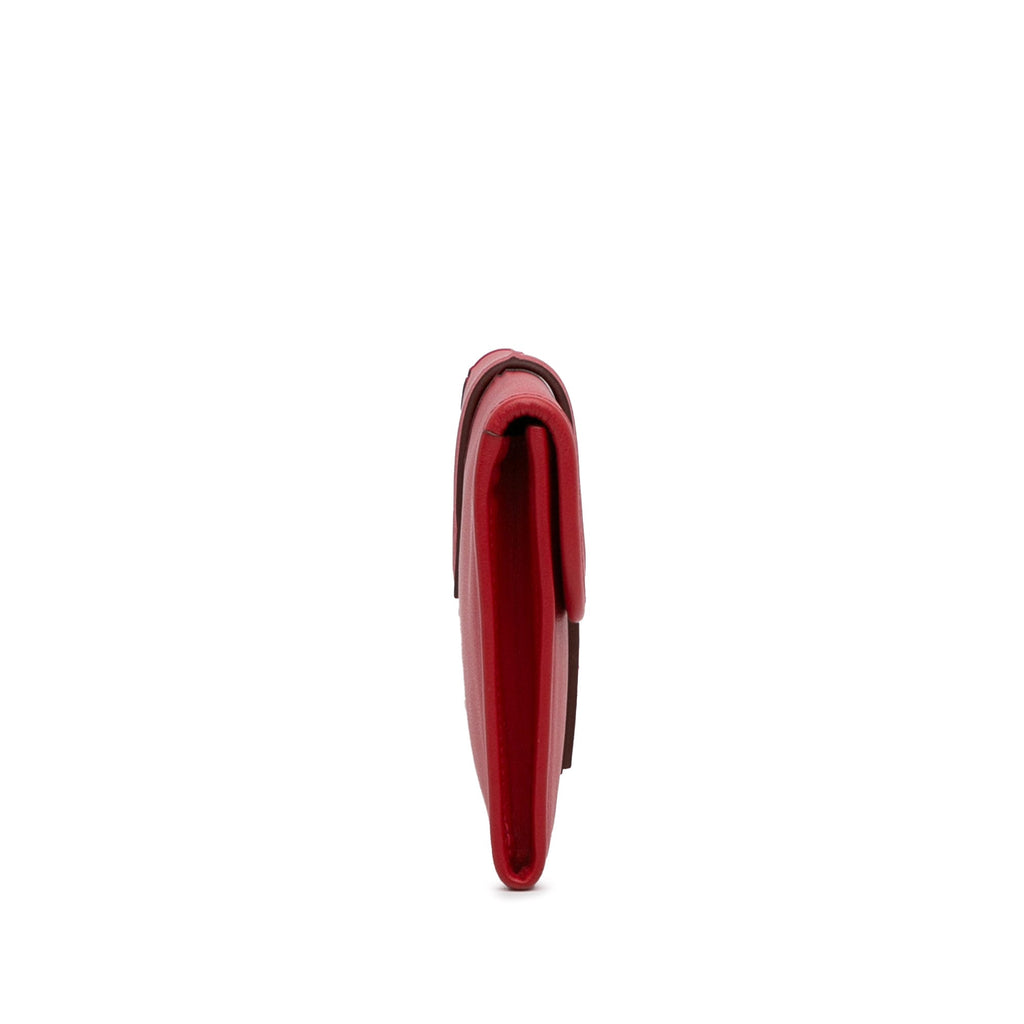 Pre-Owned Authenticated Hermès Swift Jige Duo Wallet Calf Leather Red Long Wallets Unisex (Good)