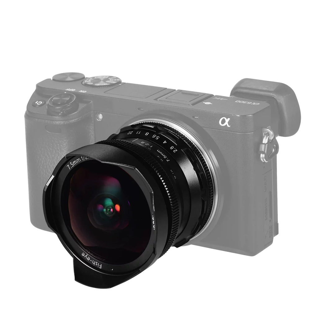 Andoer Andoer 7.5mm F2.8 Manual Focus Fisheye Lens 180° Ultra Wide Angle Large Aperture E-Mount Lens Matching with APS-C Frame Camera A6600 A6100 A6400 A6500 A6300 A6000 5100 A77II