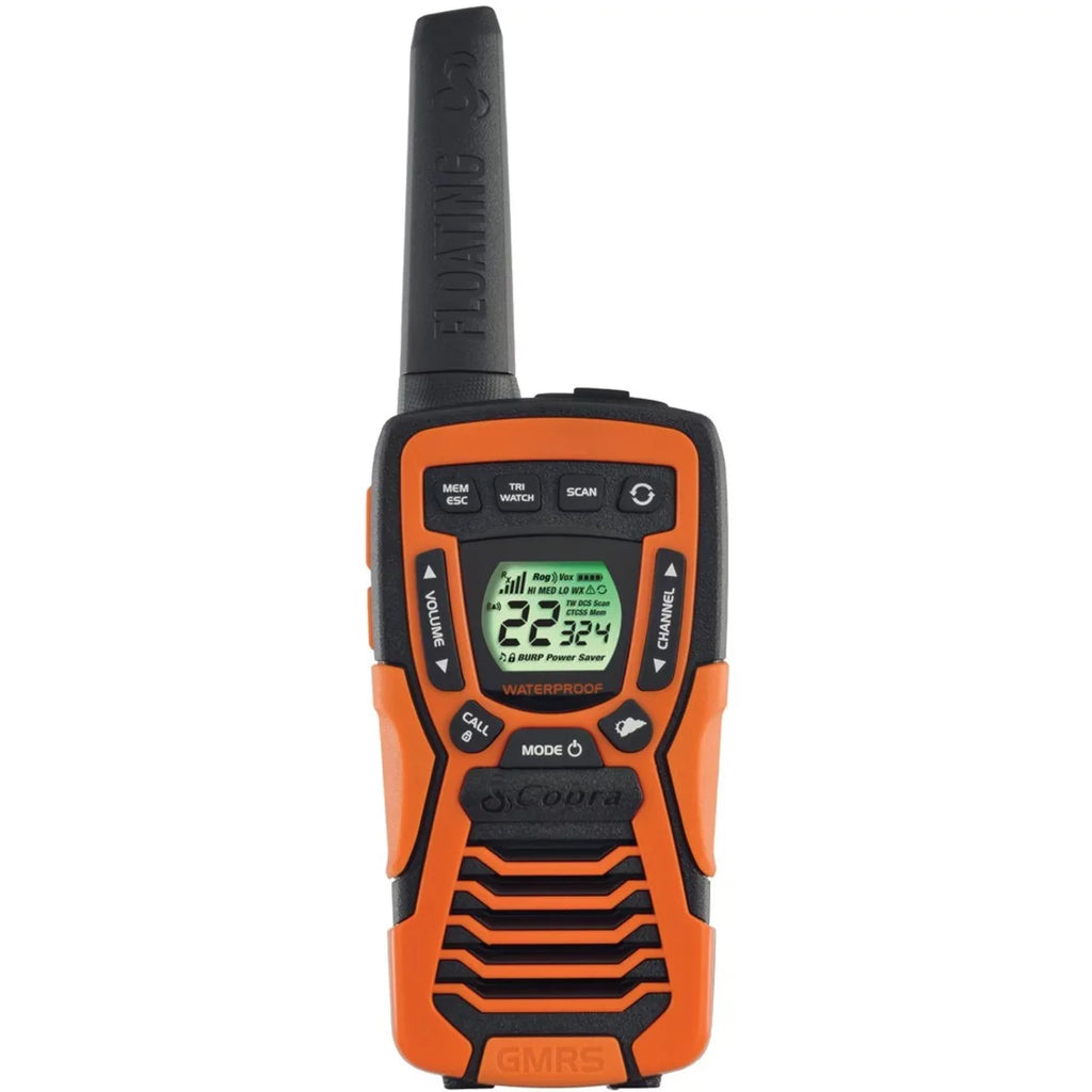 COBRA ACXT1035R FLT Floating Walkie Talkies- Waterproof, Rechargeable, Long Range up to 37-Mile Two Way Radio with NOAA Condition Alert & VOX ( 2 Pack )
