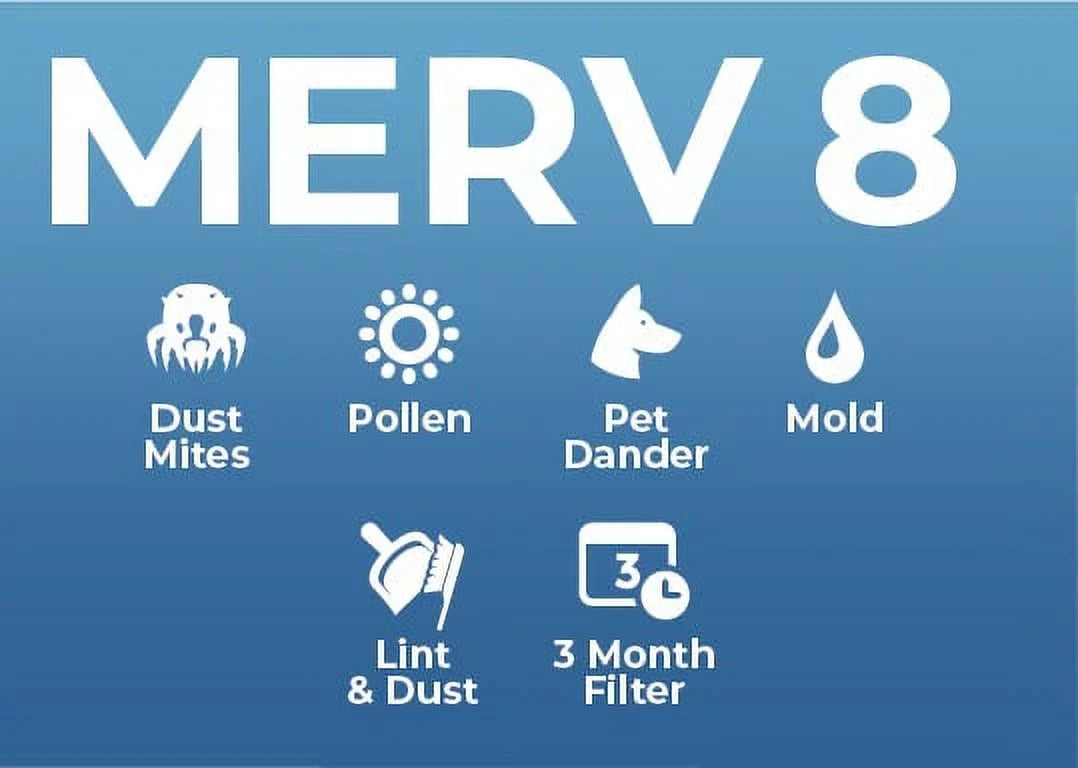 12x30x1 MERV 8 ( MPR 600, FPR 5-6 ) 1" Air Filters for AC & Furnace. Case of 12. Exact Size: 11-1/2 x 29-1/2 x 3/4