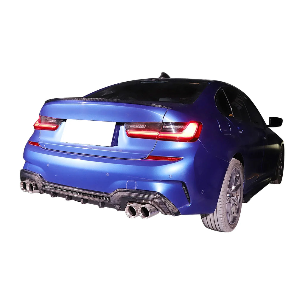 Ikon Motorsports Trunk Spoiler Matching with 19-23 BMW 3-Series G20 M Style Rear Wing Carbon Fiber 2019 2020