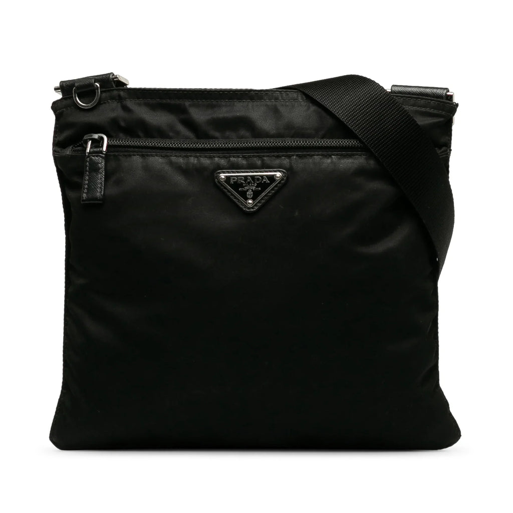 Pre-Owned Authenticated Prada Tessuto Crossbody Nylon Fabric Black Crossbody Bag Unisex (Good)
