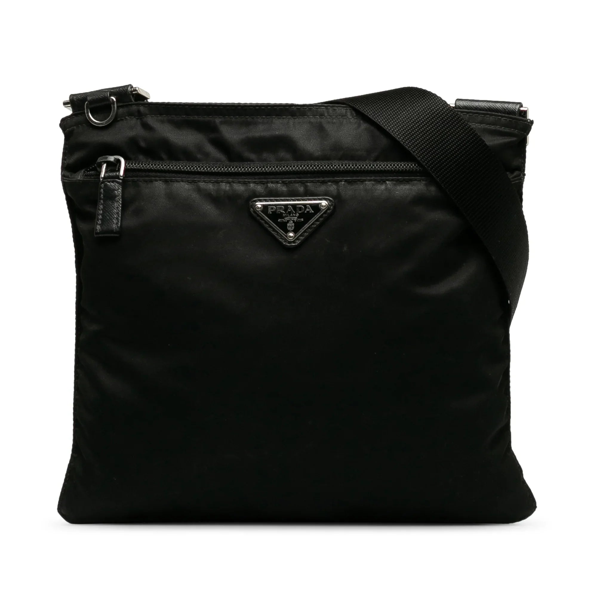 Pre-Owned Authenticated Prada Tessuto Crossbody Nylon Fabric Black Crossbody Bag Unisex (Good)
