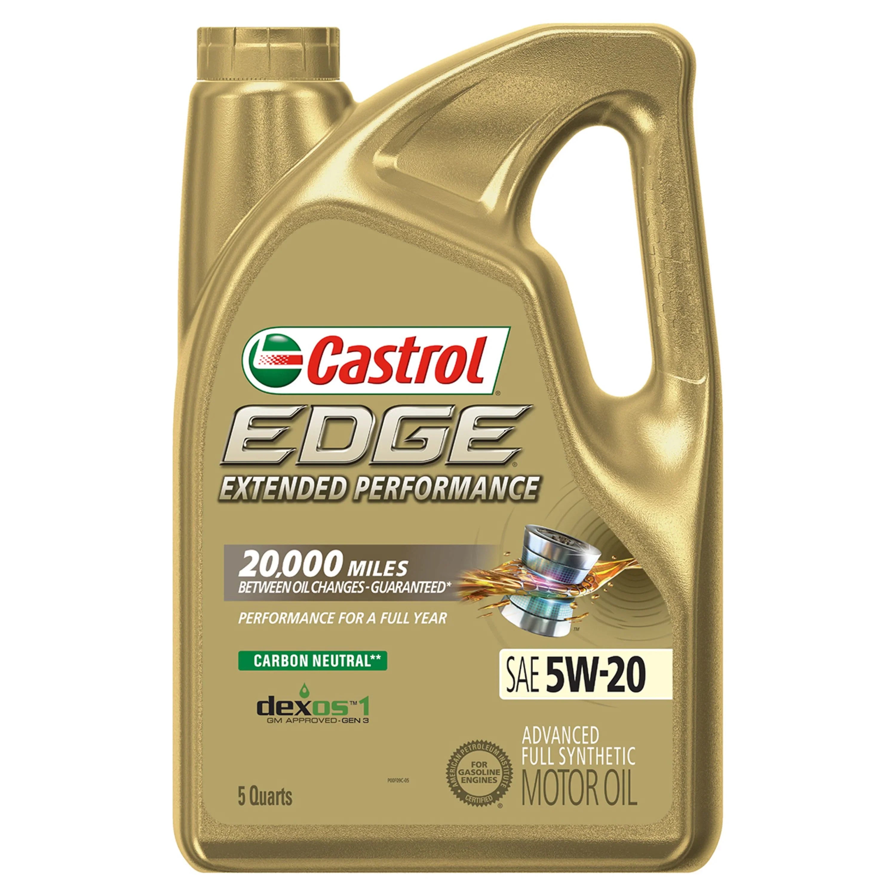 Castrol EDGE Extended Performance 5W-20 Advanced Full Synthetic Motor Oil, 5 Quarts