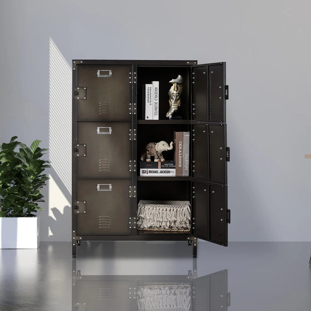 STANI Metal Locker 47.3" Steel Storage Cabinet with 2 Shelf ,Office School Gym Bedroom Metal Storage Locker Cabinets for Employees Students Steel Locker