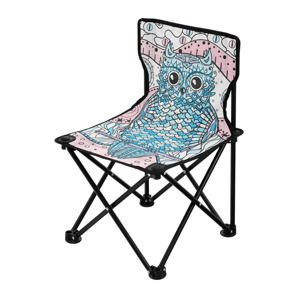 Mandala Abstract Owl Portable Camping Chair Small for Kids Outdoor Folding Beach Chair Fishing Chair Lawn Chair with Carry Bag