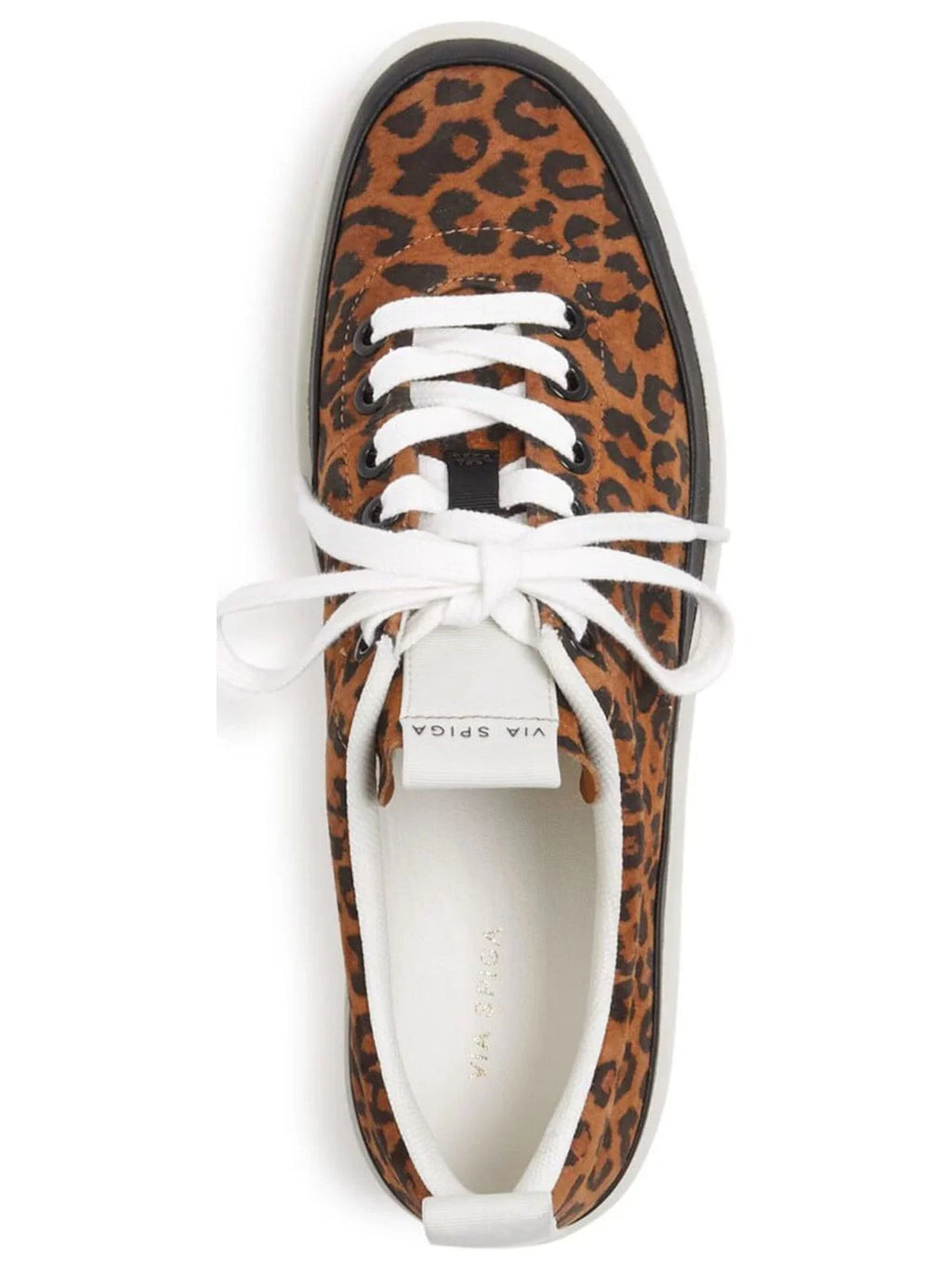 VIA SPIGA Womens Brown Leopard Print Cushioned Mae Round Toe Platform Lace-Up Suede Athletic Sneakers Shoes 8 M