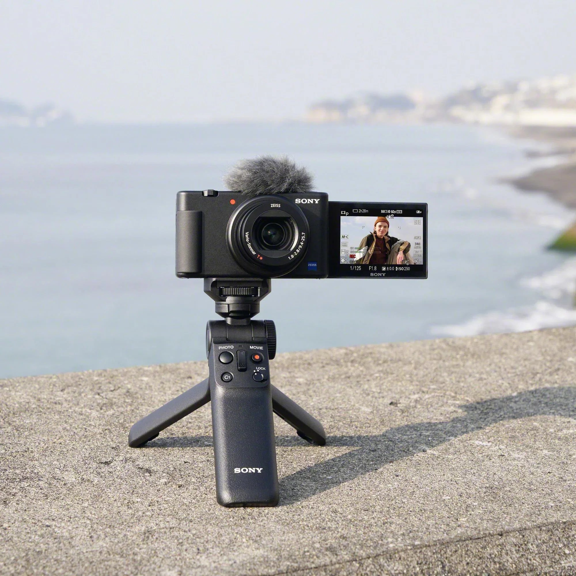 Sony Alpha ZV-E1 Mirrorless Camera with 50mm Lens, Grip, and Mic (Black) Kit
