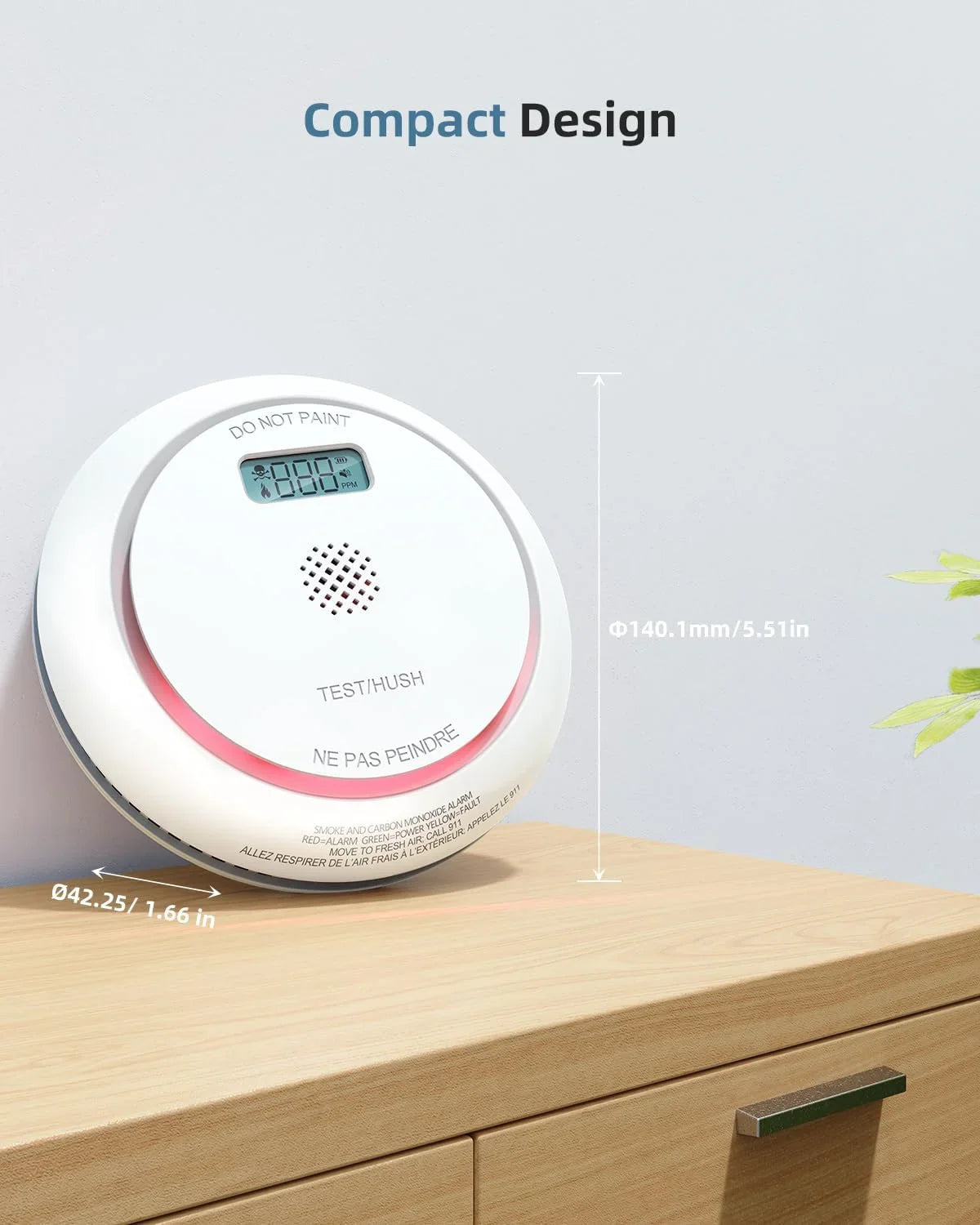 SITERWELL Wireless Interconnected Smoke Detector Carbon Monoxide Detector Combo with LCD Display, 2 in 1 Smoke and CO Detector with Test/Silence Button, Fire and CO Alarm with 3 AA Batteries, 1 Pack