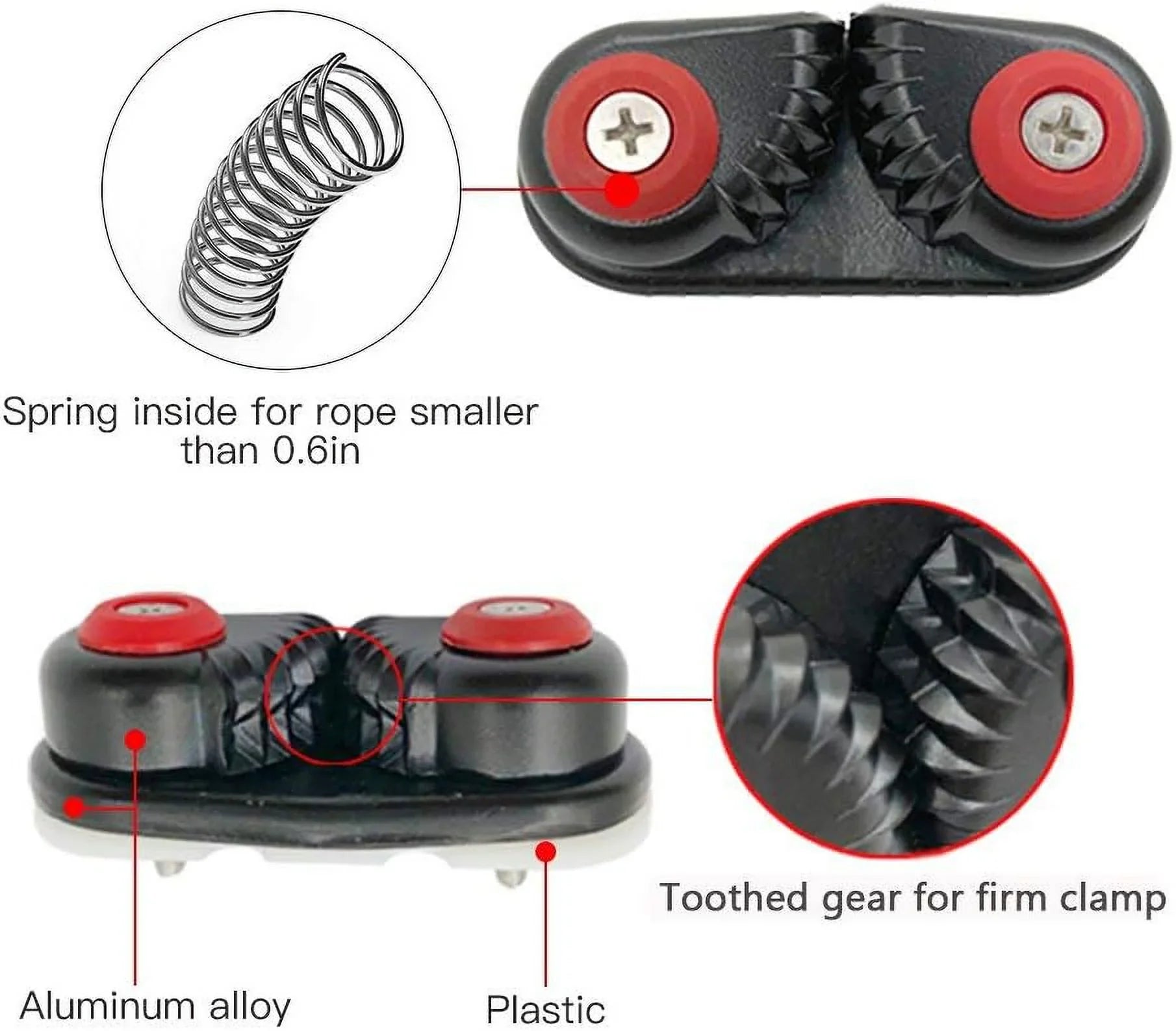 Lixada 2PCS Kayak Cam Cleat Watercraft Canoe Sailing Watercraft Dinghy Aluminum Cam Cleats Fast Entry Kayak Cleats