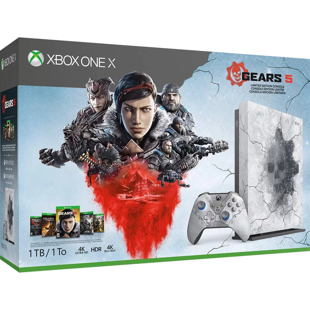 Used Microsoft Xbox One X 1TB Gears 5 Limited Edition Console Bundle, White, FMP-00130