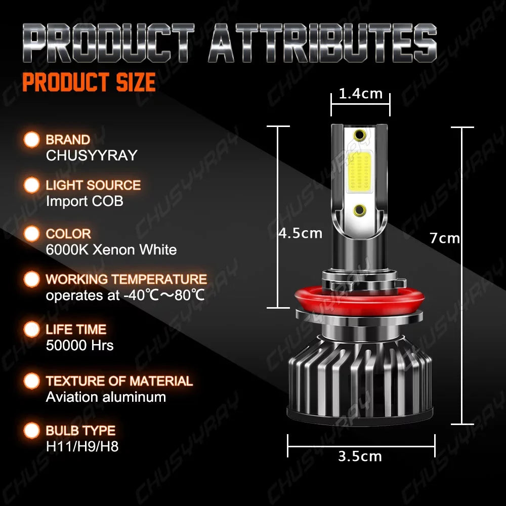 Fitting for Toyota Tacoma 2016 2017 2018 2019 2020 H11 LED Headlight High Low Bulbs Kit