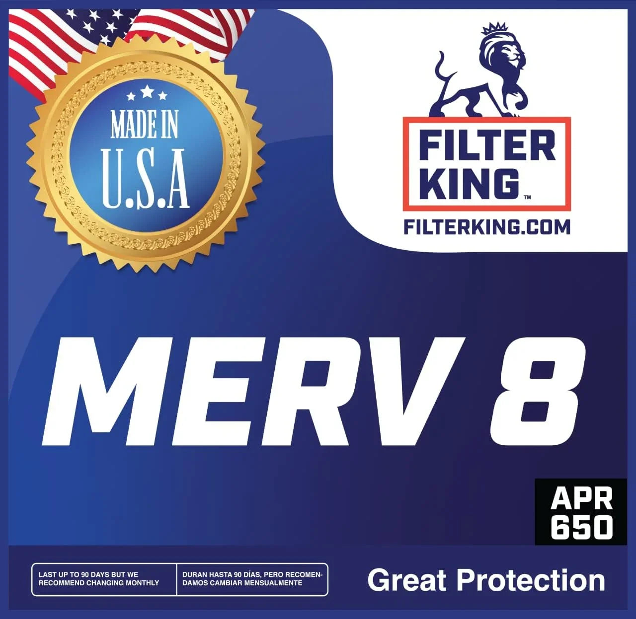 Filter King 14x28x0.5a Air Filter | 4-PACK | MERV 8 HVAC Pleated A/C Furnace Filters | MADE IN USA | Actual Size: 14 x 28 x 0.5"